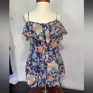 Maeve Mariposa Open Shoulder‎ Ruffle Blouse Open shoulder floral print